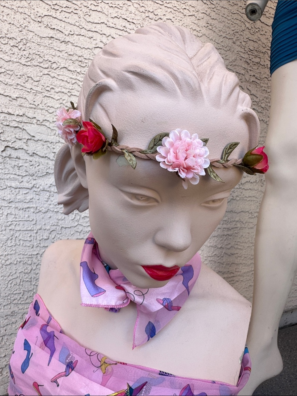 H&M Pink Floral Braided Headband
